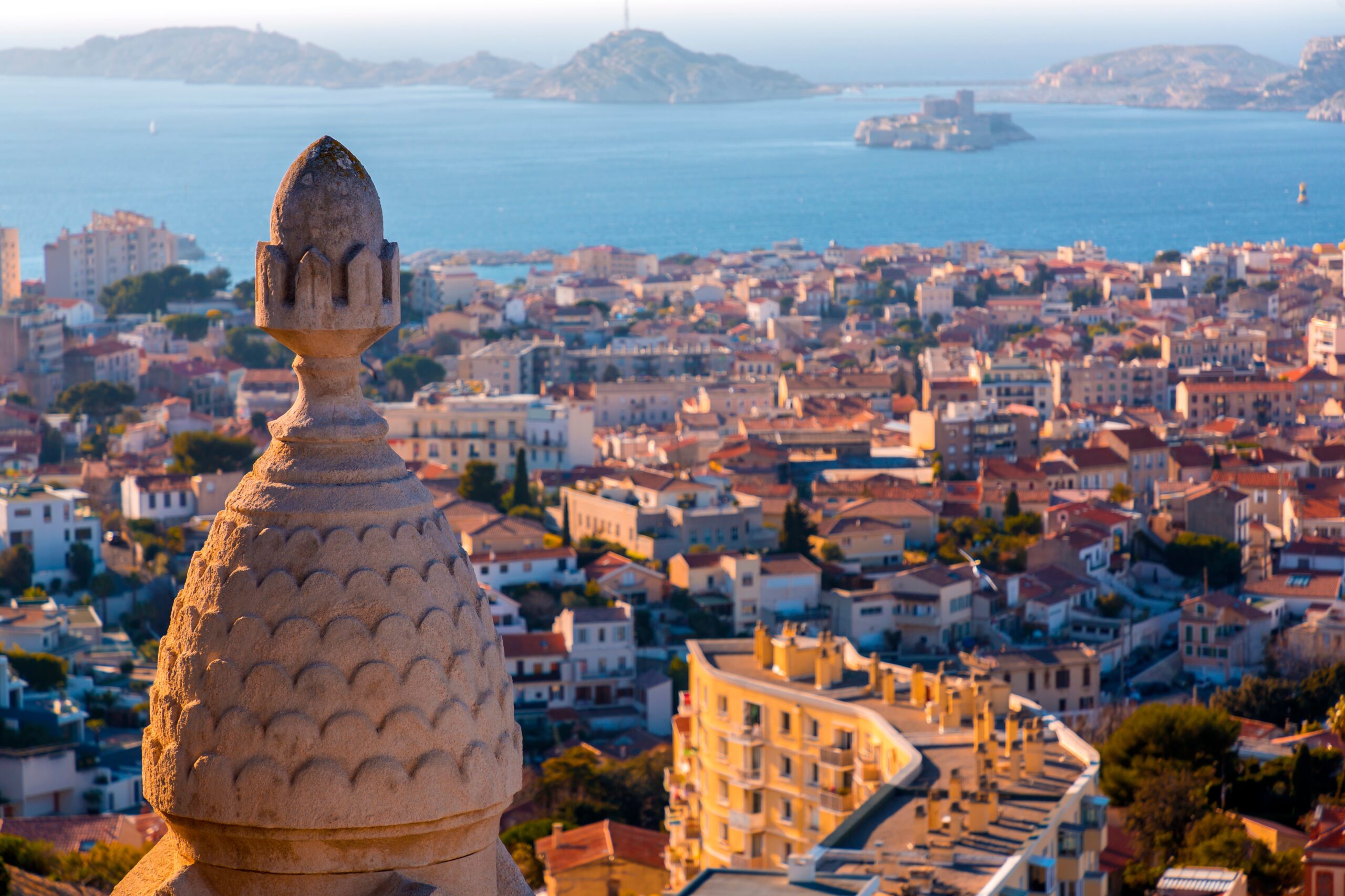 Aerial,View,Of,The,City,Of,Marseille,On,A,Sunny